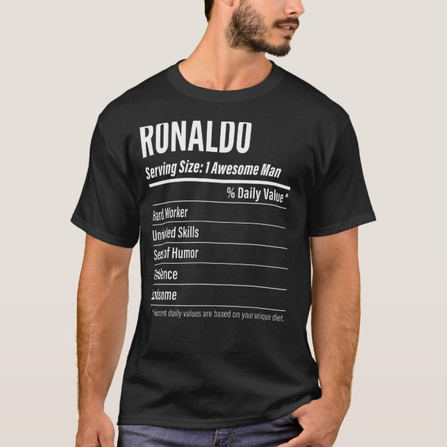 Ronaldo Gift, Nutritional Facts Serving Size, Calo T-Shirt (Front)