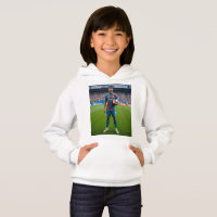 Ronaldo in a Teal and Red Striped Kit Holding a S