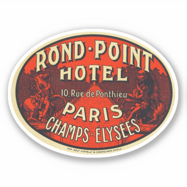 Rond Point Hotel Paris Chaps Elysees Sticker (Front)