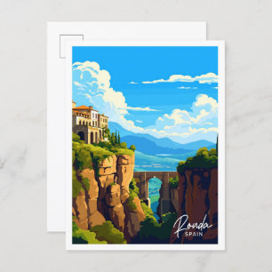 Ronda Spain Art Travel Vintage illustration Postcard