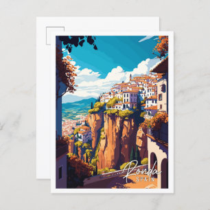 Ronda Spain vintage travel illustration Postcard