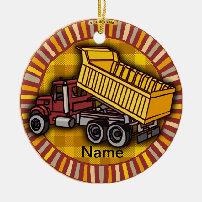 Rondo Dump Truck Ceramic Ornament (Front)