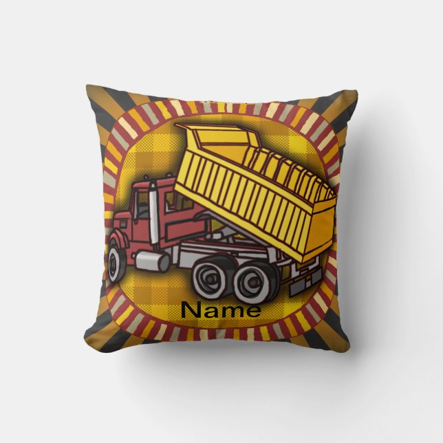 Rondo Dump Truck Throw Pillow (Front)