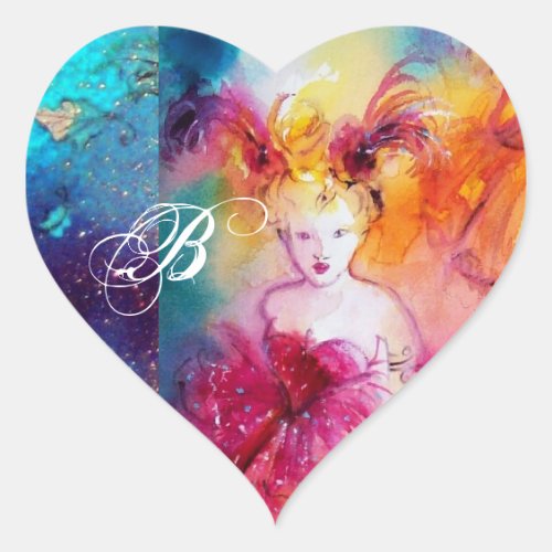 RONDO IN LAGOON Monogram Venetian Masquerade Ball Heart Sticker