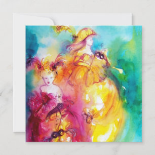 RONDO IN LAGOON,Sweet Sixteen Masquerade Party Red Invitation