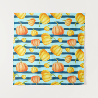 Rong round Orange Pumpkin. Seamless Watercolor pat Tapestry