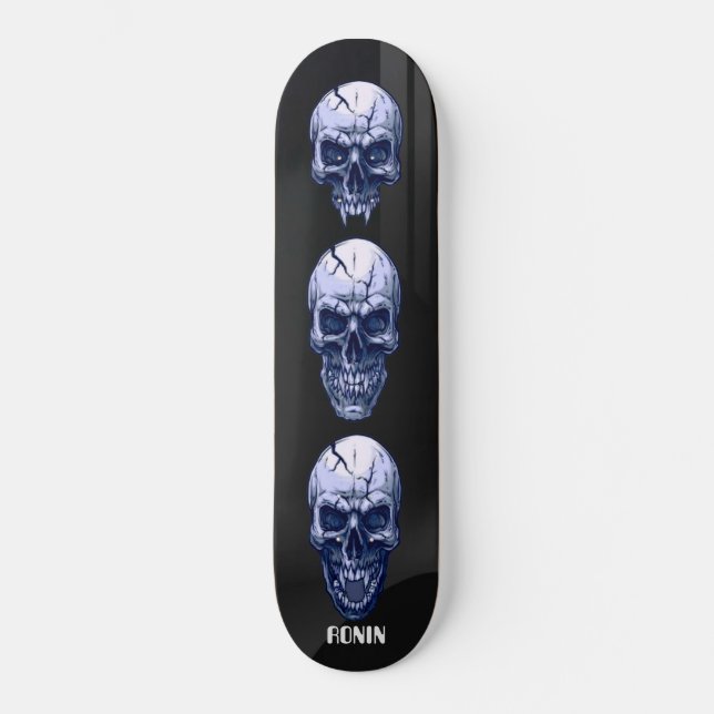 RONIN BRAND BLACK SKID ROW SKULLS Skateboard Deck (Front)