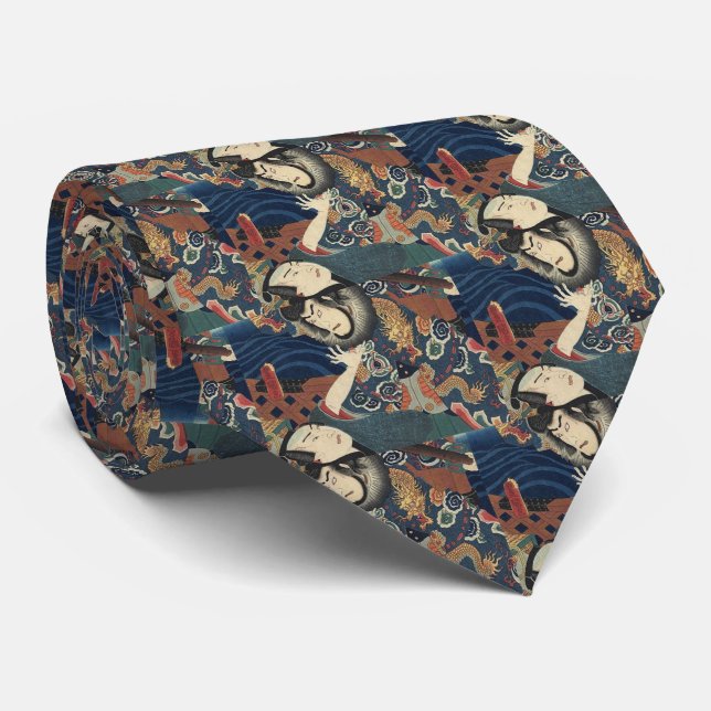 ronin bushido sword fighting japanese samurai neck tie (Rolled)