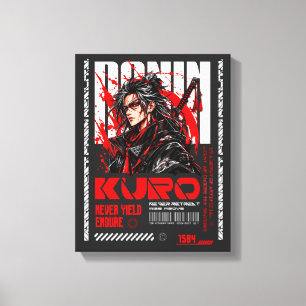 Ronin Kuro Cyber Samurai Techwear Hoodie - Dark An Canvas Print
