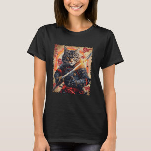 Ronin Samurai Cat Warrior with Katana Feline Bushi T-Shirt