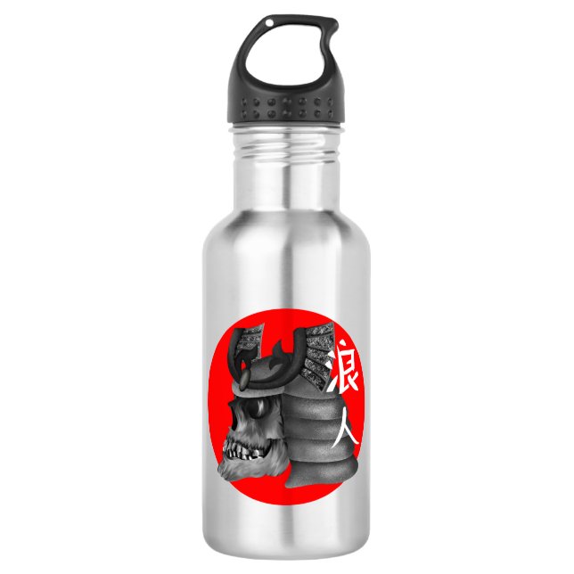 Ronin Samurai Japanese Flag Water Bottle (Front)