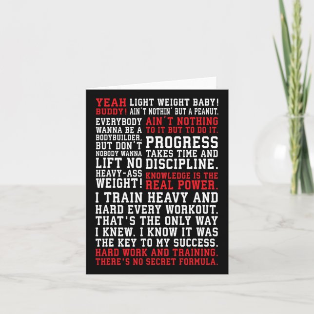 Ronnie Fitness Quotes Gym Workout Bodybuilding Mot Card (Front)