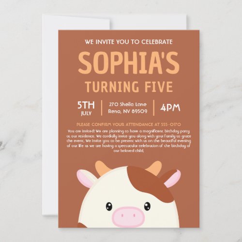 Ronnie The Cow Squishmallow Birthday Party Invitation