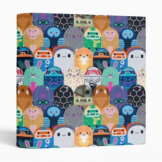 Ron's Gone Wrong Colorful Bot Pattern 3 Ring Binder (Front/Spine)