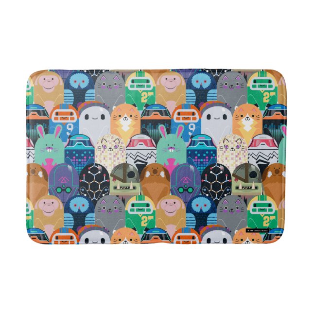 Ron's Gone Wrong Colorful Bot Pattern Bath Mat (Front)