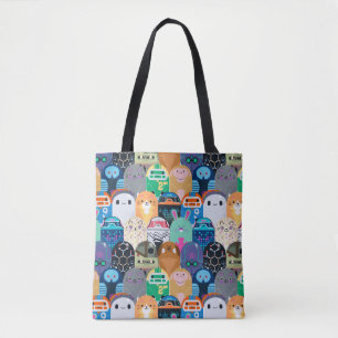 Ron's Gone Wrong Colorful Bot Pattern Tote Bag