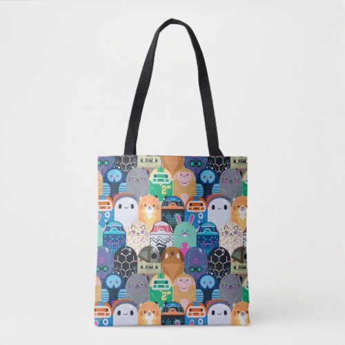 Rons Gone Wrong Colorful Bot Pattern Tote Bag