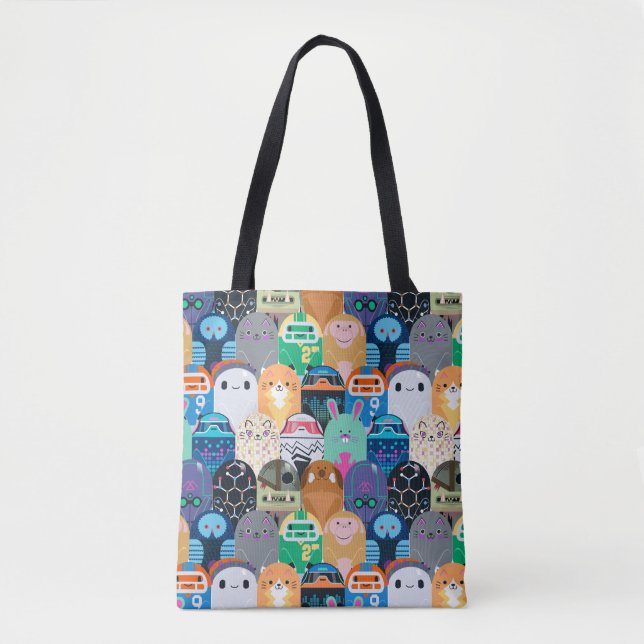 Ron's Gone Wrong Colorful Bot Pattern Tote Bag (Front)