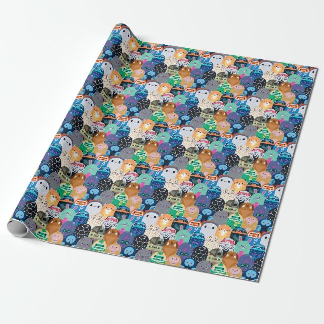 Ron's Gone Wrong Colorful Bot Pattern Wrapping Paper (Unrolled)