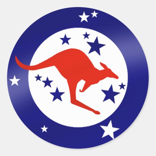 Roo Flag of Australia Round logo artwork graphic Classic Round Sticker ...