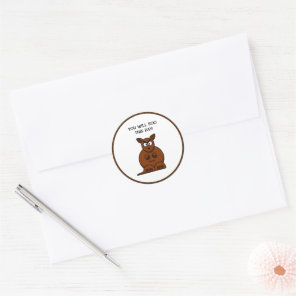 Roo This Day, Funny Angry Kangaroo Cartoon Classic Round Sticker