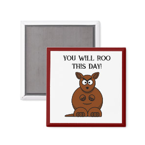 Roo This Day, Funny Angry Kangaroo Cartoon Magnet