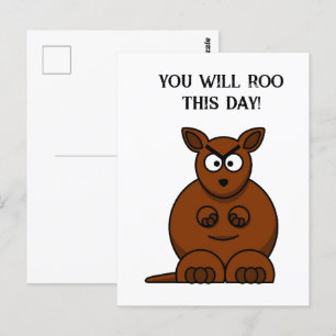 Roo This Day, Funny Angry Kangaroo Cartoon Postcard