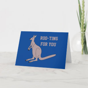 Roo-ting For You Cute Aussie Funny Kangaroo Pun Card