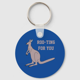 Roo-ting For You Cute Aussie Funny Kangaroo Pun Keychain