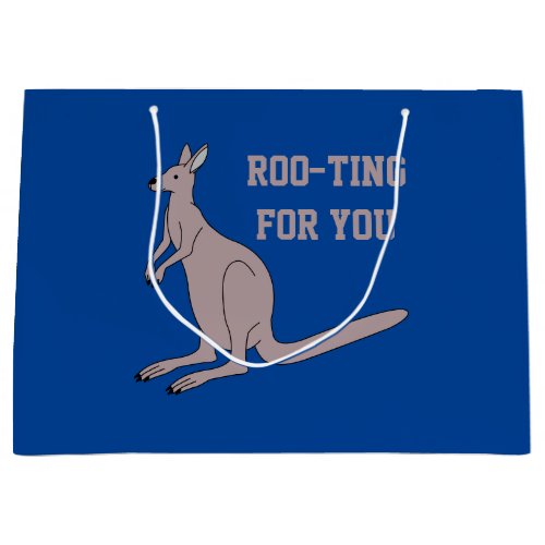 Roo_ting For You Cute Aussie Funny Kangaroo Pun Large Gift Bag