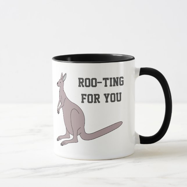 Roo-ting For You Cute Aussie Funny Kangaroo Pun Mug (Right)