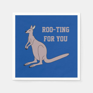 Roo-ting For You Cute Aussie Funny Kangaroo Pun Napkins