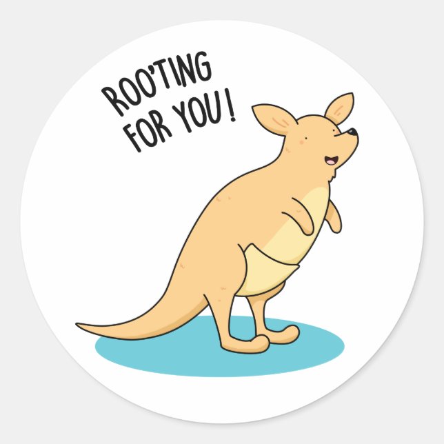 Roo-Ting For You Funny Kangaroo Pun  Classic Round Sticker (Front)