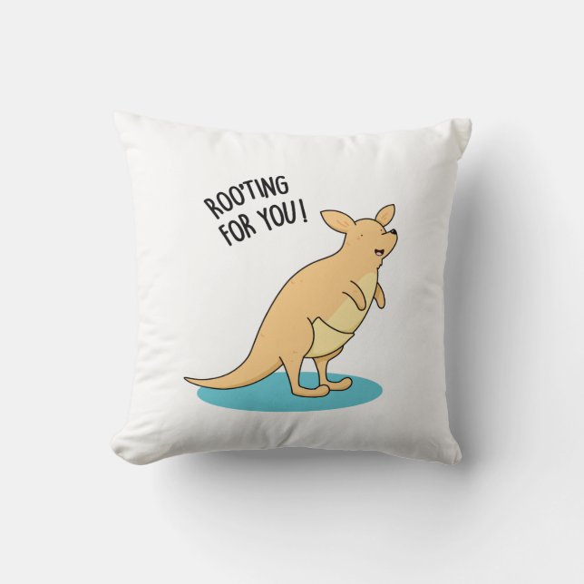 Roo-Ting For You Funny Kangaroo Pun  Throw Pillow (Front)