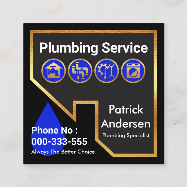 Roof Building Plumbing Icons  Square Business Card (Front)