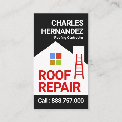Roof Building Silhouette Roofer Business Card