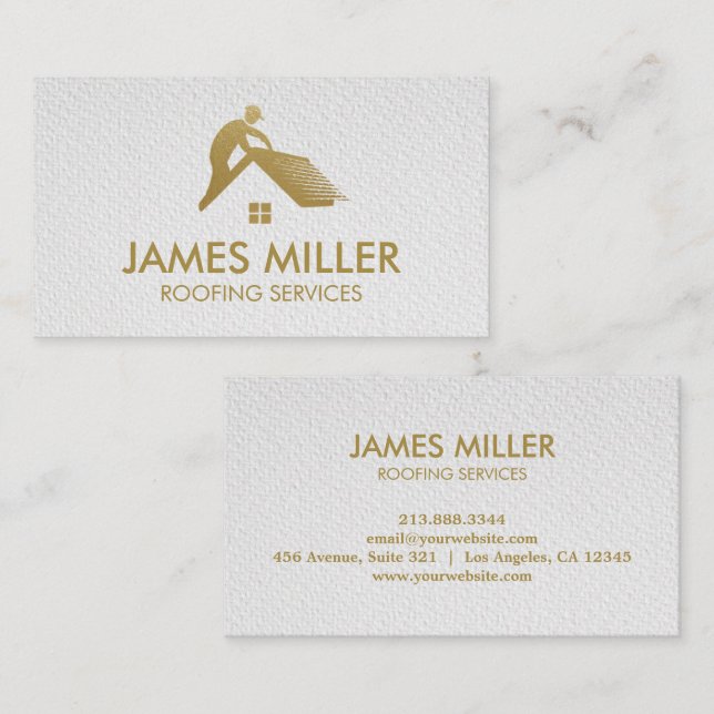 Roof Cleaning Repair Construction Gutter Gold Business Card (Front/Back)