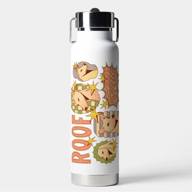Roof Club / Dog Illustrations Water Bottle (Front)