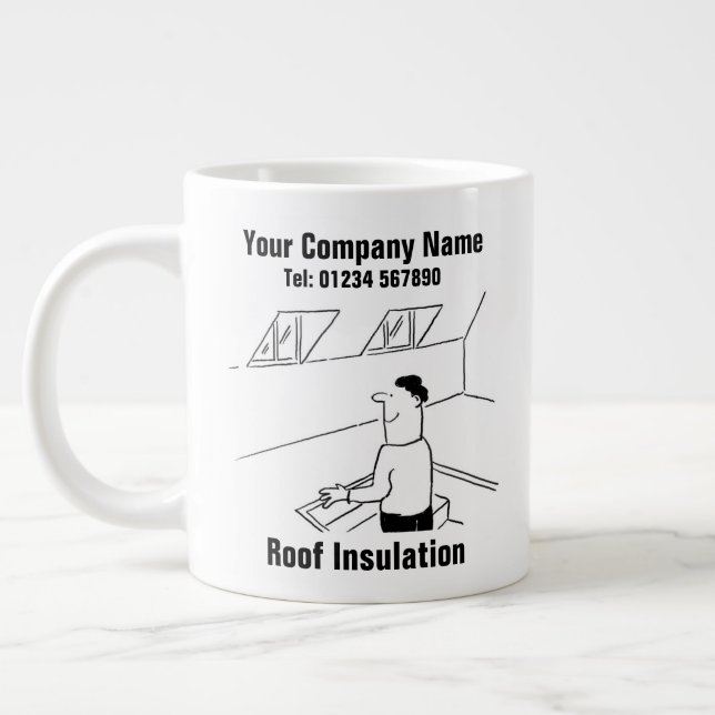 Roof Insulation Cartoon to Personalise Giant Coffee Mug (Left)