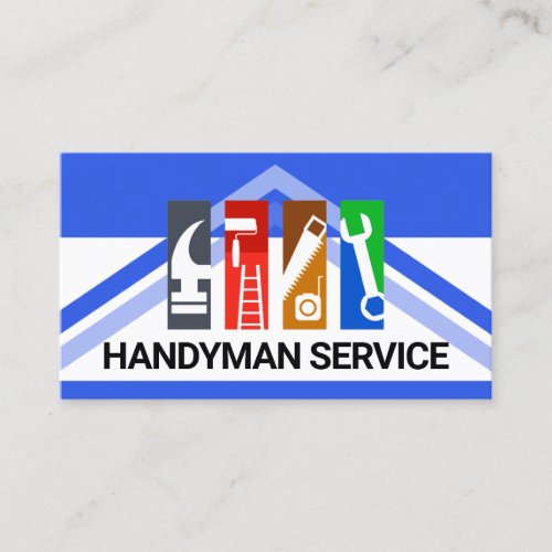 Roof Line On Blue Layers Handyman Tools Business Card
