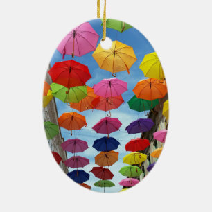 Roof of umbrellas ceramic ornament