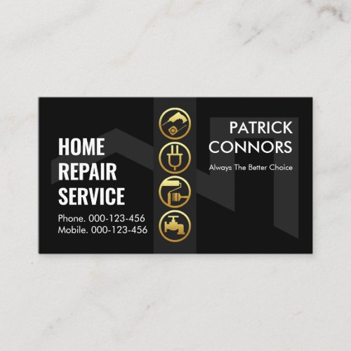 Roof Silhouette Handyman Tools Border Business Card