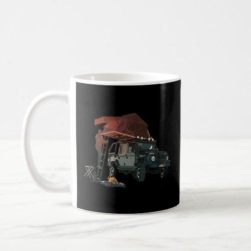Roof Tent And Campfire At The Lake  Front And Back Coffee Mug