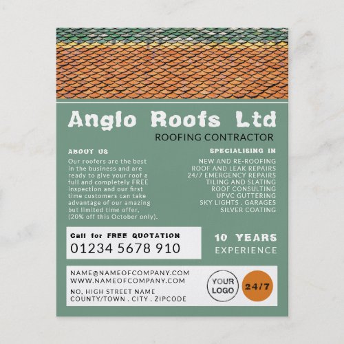 Roof Tiles Roofer Roofing Contractor Advertising Flyer