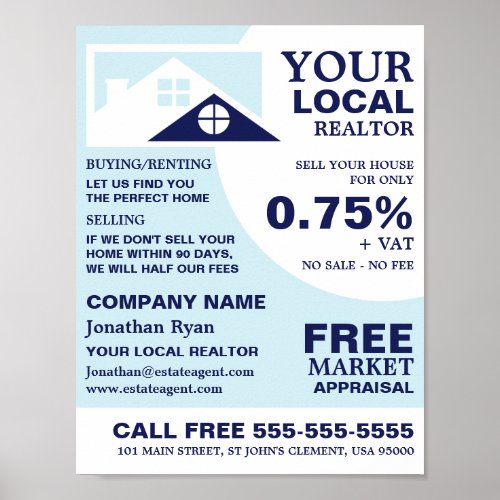 Roof Tops Realtor Estate Agent Advertising Poster