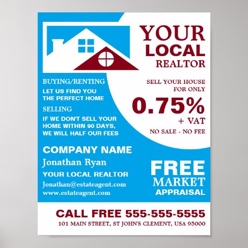 Roof Tops Realtor Estate Agent Advertising Poster