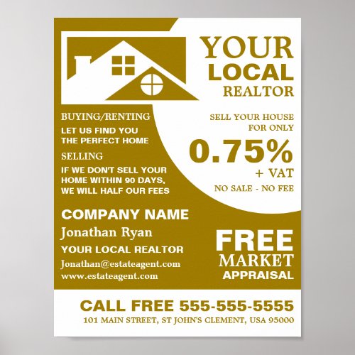 Roof Tops Realtor Estate Agent Advertising Poster