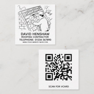 Roof Worker or Roofing Contractor Square Business Card