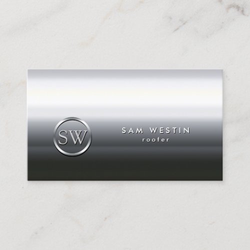 Roofer Chrome Monogram Business Card