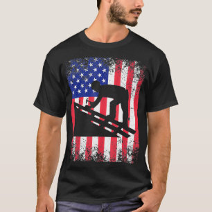 Roofer Dad USA Flag Patriotic Tshirt 4th of July G